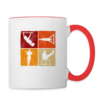 Rétro Vintage Calisthenics - Mug contrasté - blanc/rouge - Droite