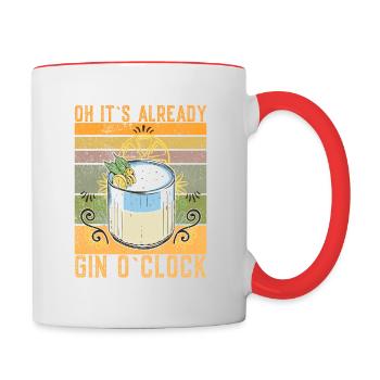 Oh c’est déjà gin o’clock drôle de gin dire - Mug contrasté - blanc/rouge - Droite