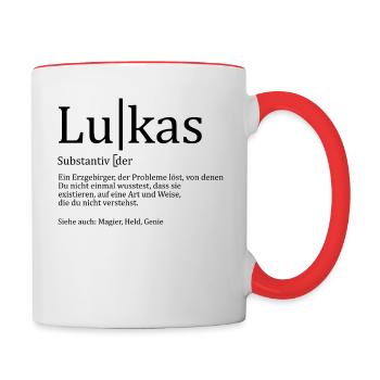 Erzgebirge Lukas - Tasse zweifarbig - Weiß/Rot - Rechts