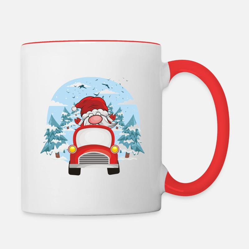 Drôle de Père Noël Gnom - Noël - Mug contrasté - blanc/rouge