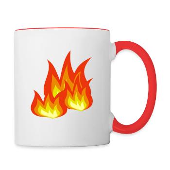 Flammen Feuer - Tasse zweifarbig - Weiß/Rot - Rechts
