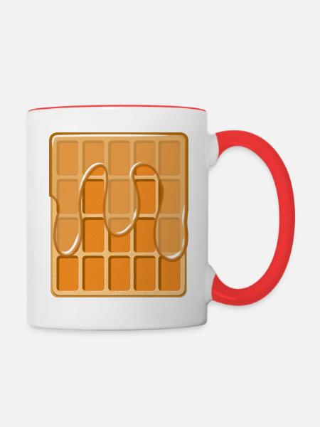 Waffel mit Sirup - Tasse zweifarbig - Weiß/Rot