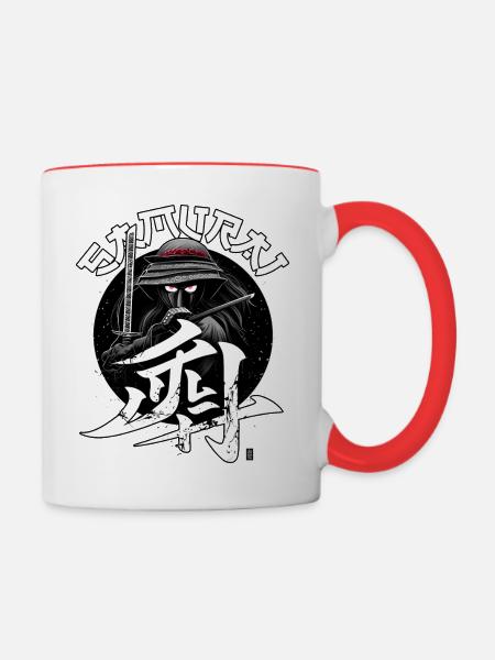 Samurai - Tasse zweifarbig - Weiß/Rot