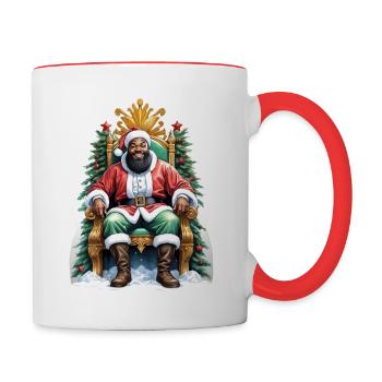 Santa Claus sits on his golden throne - Contrasting Mug - white/red - Right