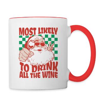 Most Likely To Drink All The Wine Christmas Fun - Contrasting Mug - white/red - Right