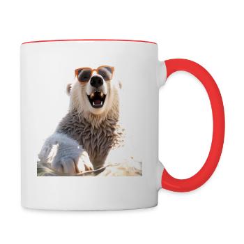 Polar Bear with Sunglasses Bears Love Cute Polar Bears - Contrasting Mug - white/red - Right
