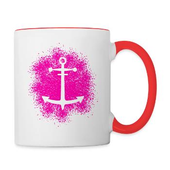 Anchor – symbol of freedom and the sea - Contrasting Mug - white/red - Right