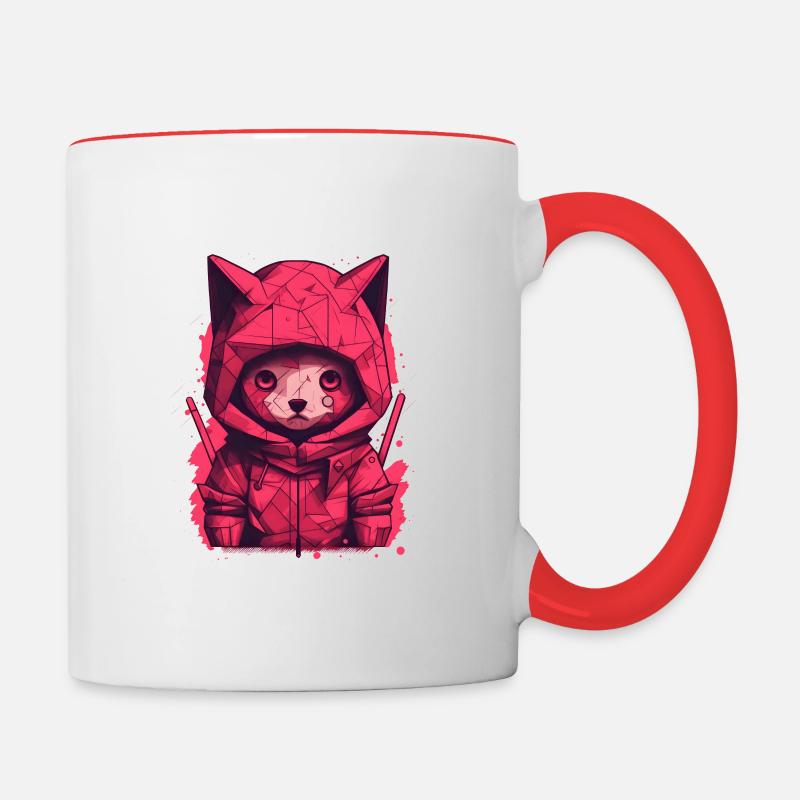Iconic Ninja Kitty 🐱 - Mug contrasté - blanc/rouge
