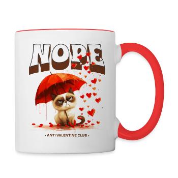 Anti Valentine Club: Lustige grimmige Katze flieht - Tasse zweifarbig - Weiß/Rot - Rechts