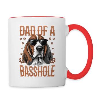 Basset Hound Dog Breed Dad Of A Basshole - Tasse zweifarbig - Weiß/Rot - Rechts