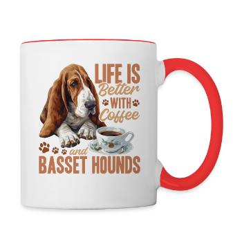 Basset Hound Dog Breed Life is Better with Coffee - Tasse zweifarbig - Weiß/Rot - Rechts
