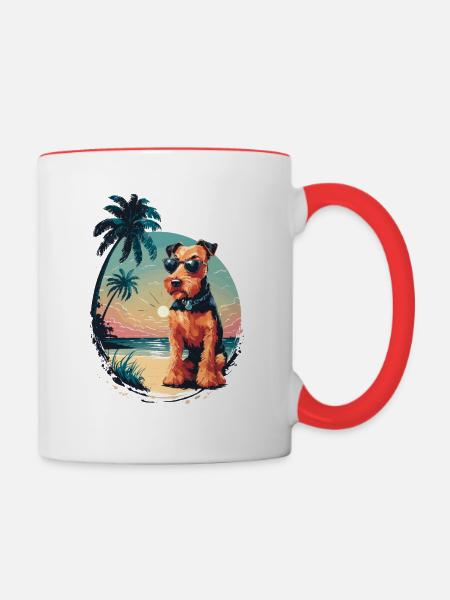 Airedale Terrier - Tasse zweifarbig - Weiß/Rot
