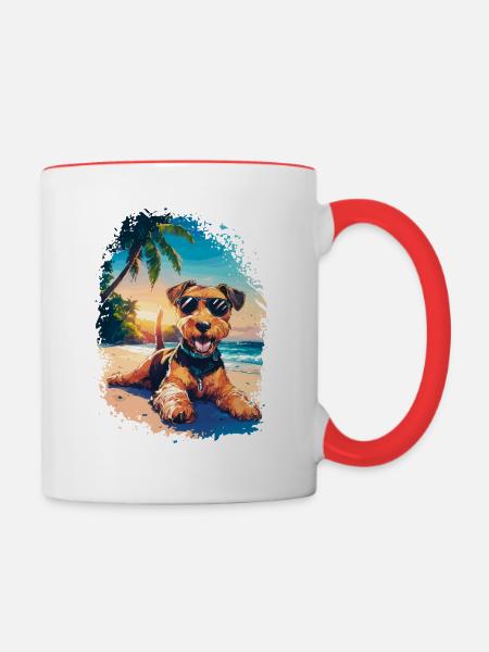 Airedale Terrier - Tasse zweifarbig - Weiß/Rot