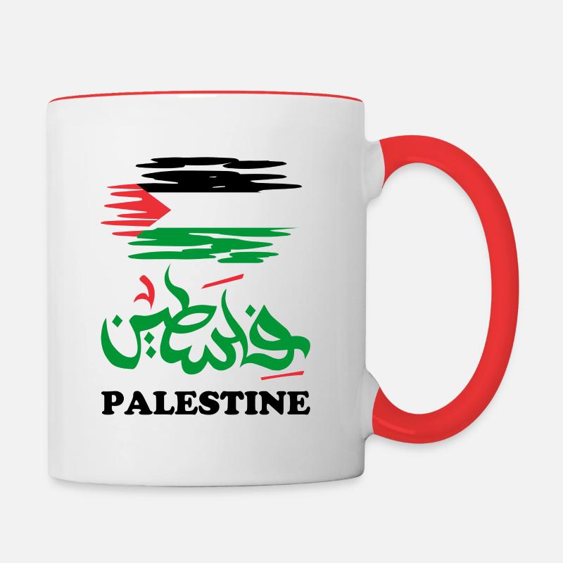SOLIDARITY WITH PALESTINE - Contrasting Mug - white/red