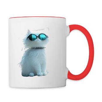 Chat Angora Blanc Chat Angora Chats Angora Mignons - Mug contrasté - blanc/rouge - Droite