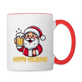 Vacances houblonnées | Chemise unisexe de Noël drôle de bière - Mug contrasté - blanc/rouge - Droite