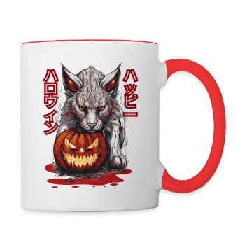 Luchs (Happy Halloween [jap.]) - Tasse zweifarbig - Weiß/Rot - Rechts
