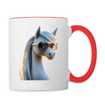 Pony Reitpony Fohlen Reiterin Ponys Reiten Ponyhof - Tasse zweifarbig - Weiß/Rot - Rechts