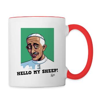 Bishop says: Hello my sheep - Contrasting Mug - white/red - Right