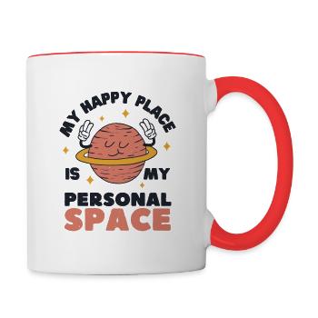 Mon endroit préféré est mon espace personnel - Mug contrasté - blanc/rouge - Droite