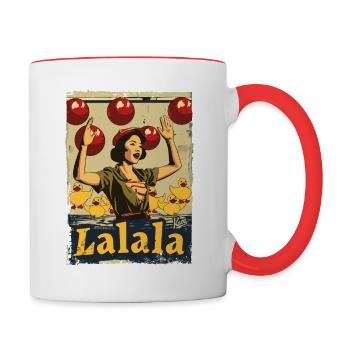 Chant asiatique du canard en caoutchouc Lalala - Mug contrasté - blanc/rouge - Droite