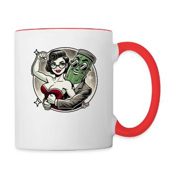 Femme amoureuse du grand homme concombre - Mug contrasté - blanc/rouge - Droite