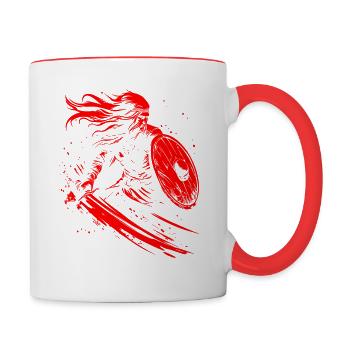 Shield Maiden Viking Vikings Viking Warrior - Contrasting Mug - white/red - Right