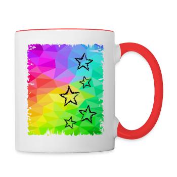 Colorful Stars Gradient Rainbow Colors - Contrasting Mug - white/red - Right