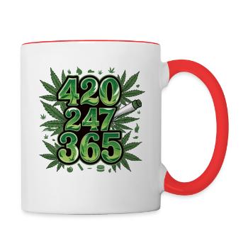420 Lifestyle 247 365 - Tasse zweifarbig - Weiß/Rot - Rechts