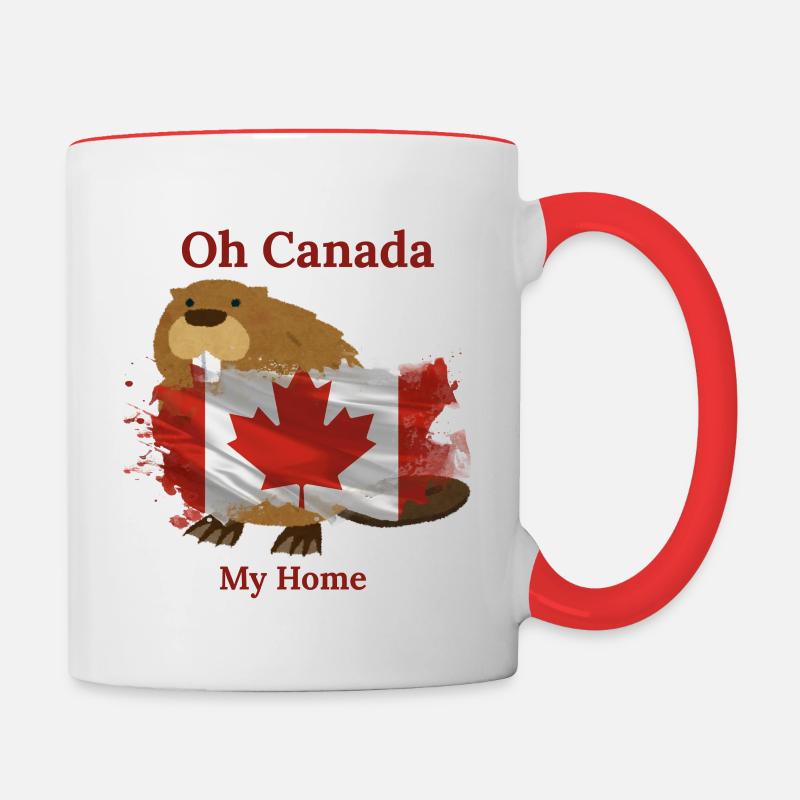 Oh Canada, ma maison - Mug contrasté - blanc/rouge