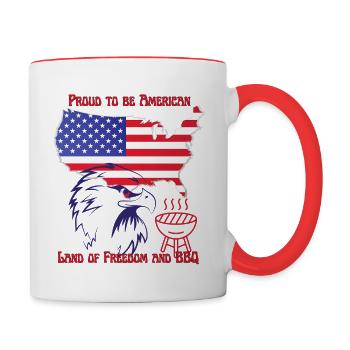American Pride, Freedom & Barbecue - Contrasting Mug - white/red - Right