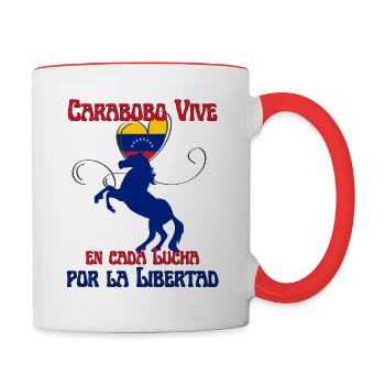 Carabobo vit dans chaque combat - Patriote vénézuélien - Mug contrasté - blanc/rouge - Droite