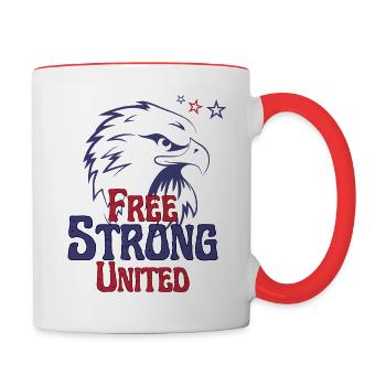 Frei Stark, vereint - Stolz von Amerika - Tasse zweifarbig - Weiß/Rot - Rechts