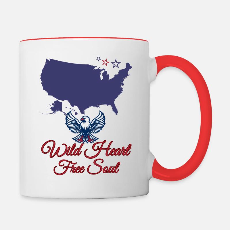 Der freie Geist Amerikas - Tasse zweifarbig - Weiß/Rot