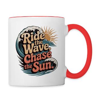 Été Surfeur Surf Sunseeker - Mug contrasté - blanc/rouge - Droite