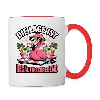 Flamingo de fête Ivresse - Mug contrasté - blanc/rouge - Droite