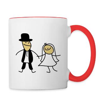 Brautpaar (b) - Tasse zweifarbig - Weiß/Rot - Rechts