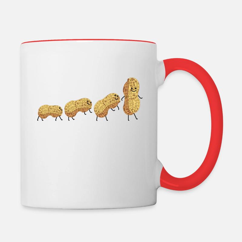Erdnuss Evolution - Tasse zweifarbig - Weiß/Rot