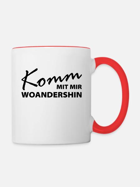 Reise Sehnsucht Sprüche - Tasse zweifarbig - Weiß/Rot