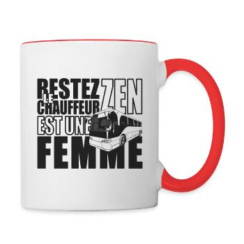 Cadeau femme conductrice de bus conductrice de car - Mug contrasté - blanc/rouge - Droite