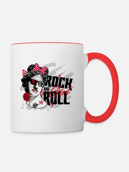 Rock'n'Roll-Mädchen - Tasse zweifarbig - Weiß/Rot