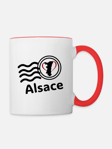 Elsässer Briefmarke - Tasse zweifarbig - Weiß/Rot