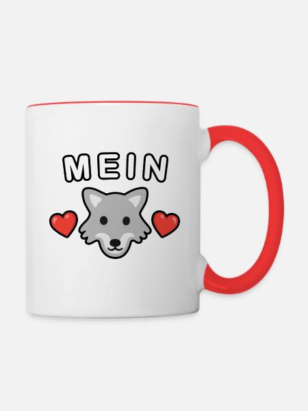 Mein Wolf ❤️ - Tasse zweifarbig - Weiß/Rot