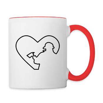 Feuerwehr Mann Liebe - Tasse zweifarbig - Weiß/Rot - Rechts