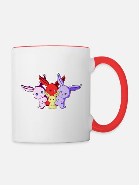 Häschen-Team - Tasse zweifarbig - Weiß/Rot