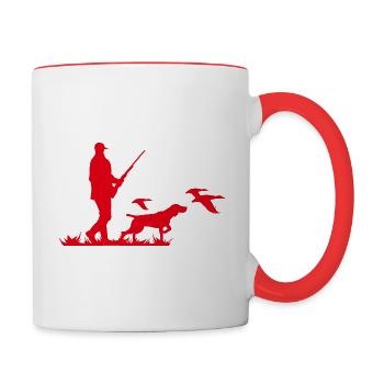 Jäger Jägerin Waidmann Waidmannsheil Logo - Tasse zweifarbig - Weiß/Rot - Rechts