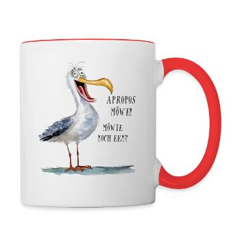 Apropos Möwe! Möwie noch een? - Tasse zweifarbig - Weiß/Rot - Rechts
