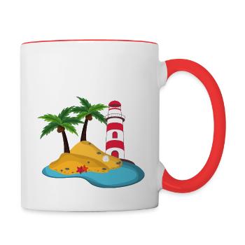 Leuchtturm - Tasse zweifarbig - Weiß/Rot - Rechts
