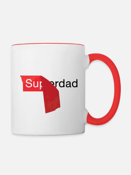 Superdad Papa Vater - Tasse zweifarbig - Weiß/Rot
