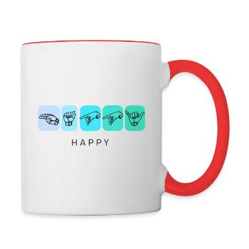 happy - DGS Streetwear - Mug contrasté - blanc/rouge - Droite